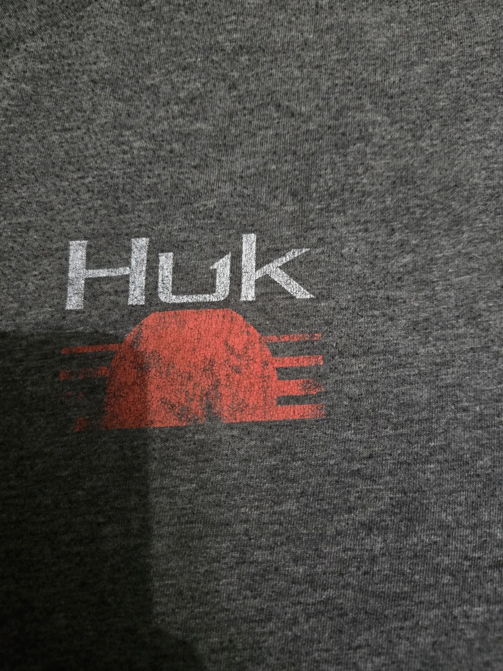 Huk Men's Short Sleeve Gray Heather Tee with Red Logo - Picture 3 of 4